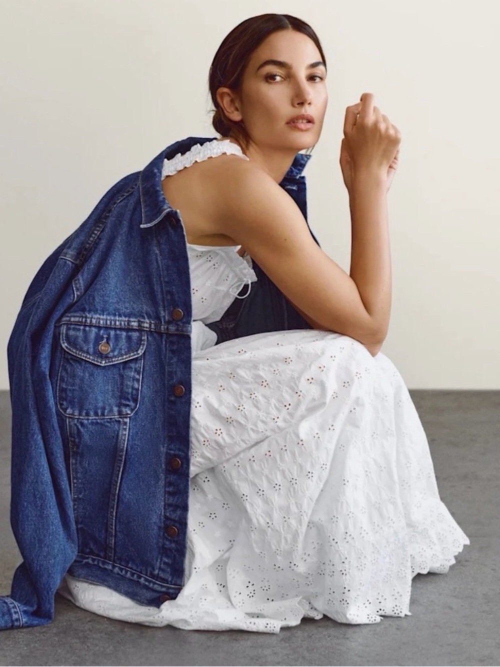 Gap X Doen White Eyelet Smocked Maxi Dress - Picture 3 of 6